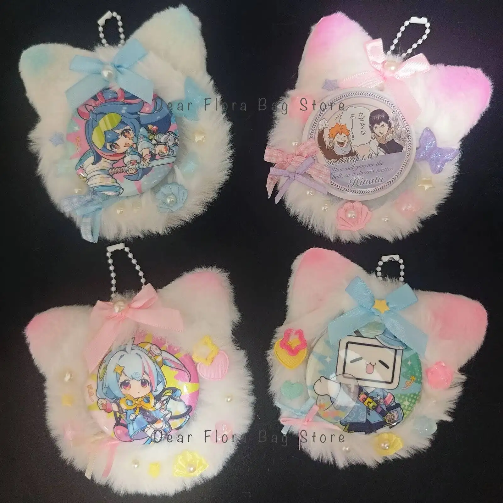 Cute Plush Ear Anime Badge Stand Itabag Decoration Insert Accessories Handmade DIY Pin Storage Case 55-58mm Badge Display Holder