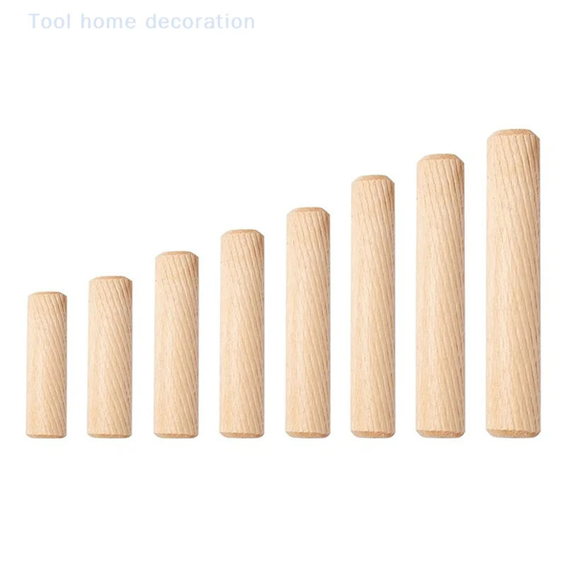 Premium Round Fluted Wooden Dowel Pins for Cabinet Drawer, Packed in 100s, Fit for Drill Jigs