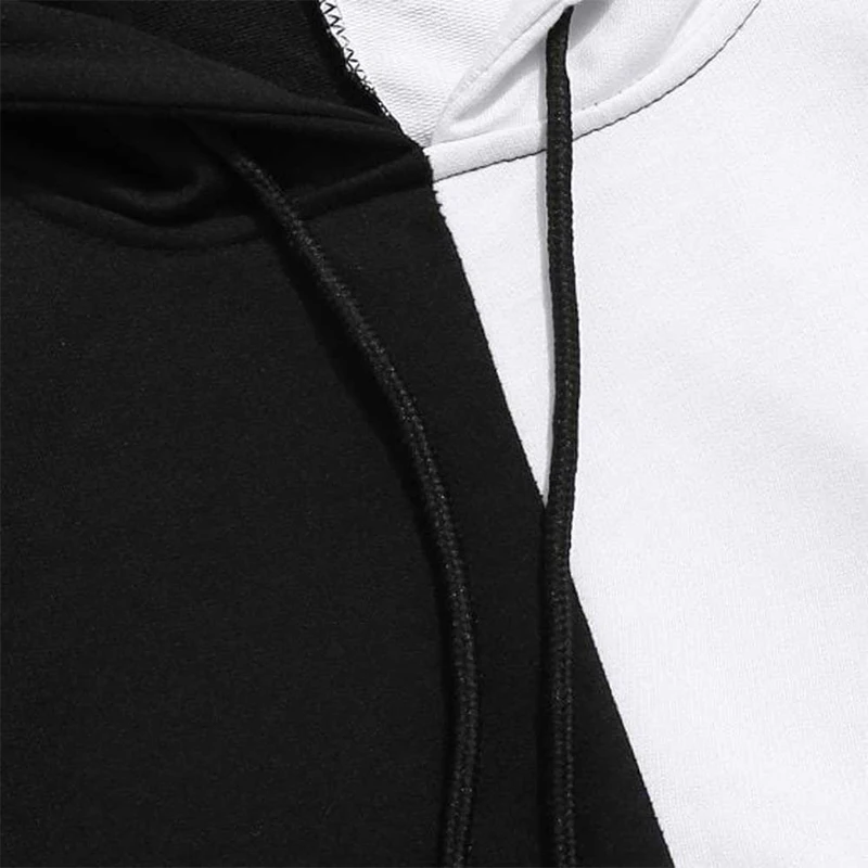 New Men's Casual Sweater Hoodie Creative Fashion Splice Sweater Two Color Contrast Simple Design Men's/women's Streetwear