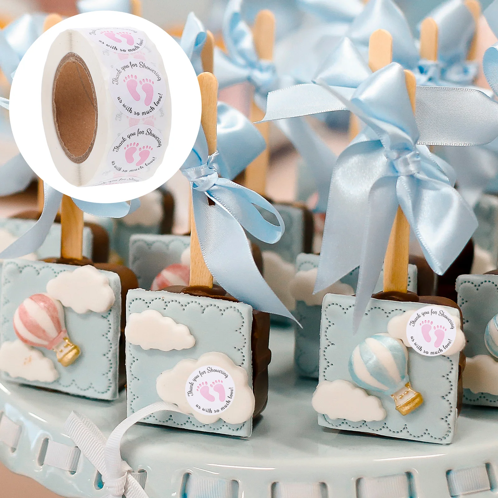1000 قطعة ملصقات بصمة شارات ذاتية اللصق لأكياس الهدايا وحفلات الاستحمام ملصقات شكرًا لك ورق مقاوم للماء #1