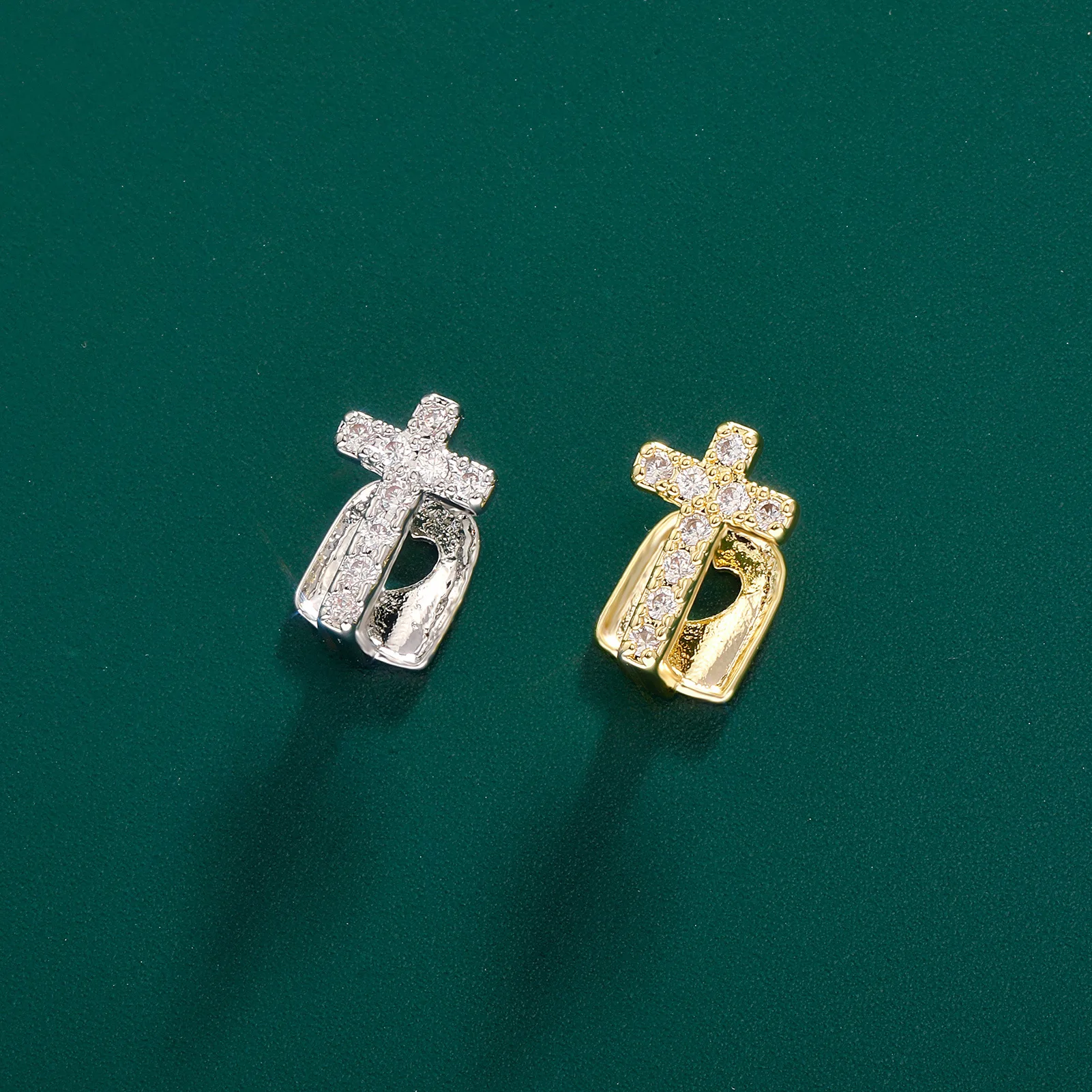 Y2K-dientes cruzados de circonita cúbica única, Grillz Hip Hop CZ, tapas de dientes de piedra, tirantes para mujeres y hombres, joyería, parrillas dentales