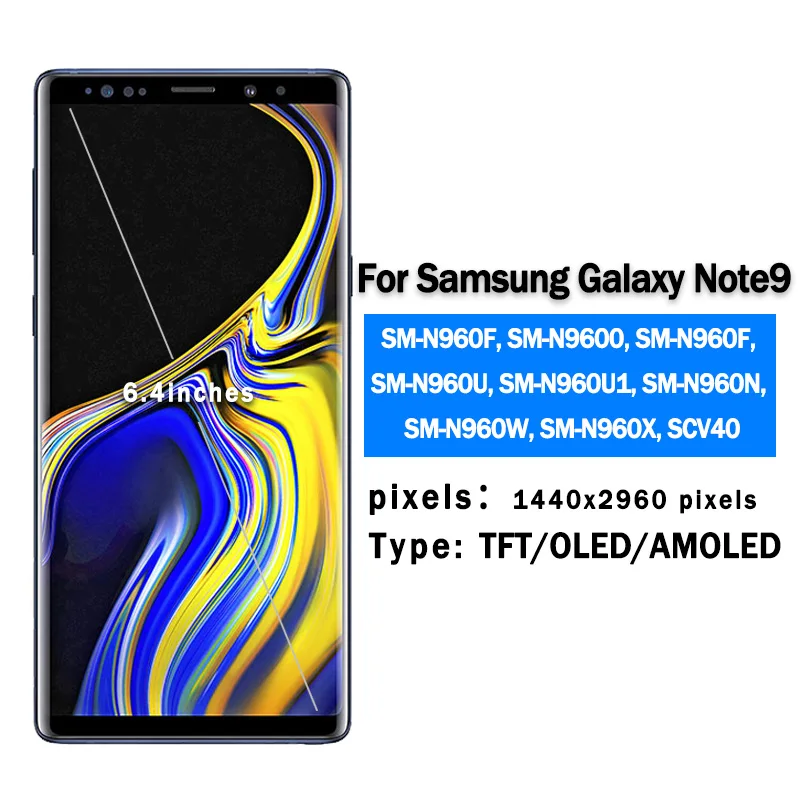 Pantalla Super AMOLED para Samsung Galaxy Note9 N960F LCD con Touch Screen Digitizer con Marco para Samsung Note9 N9600 LCD 2