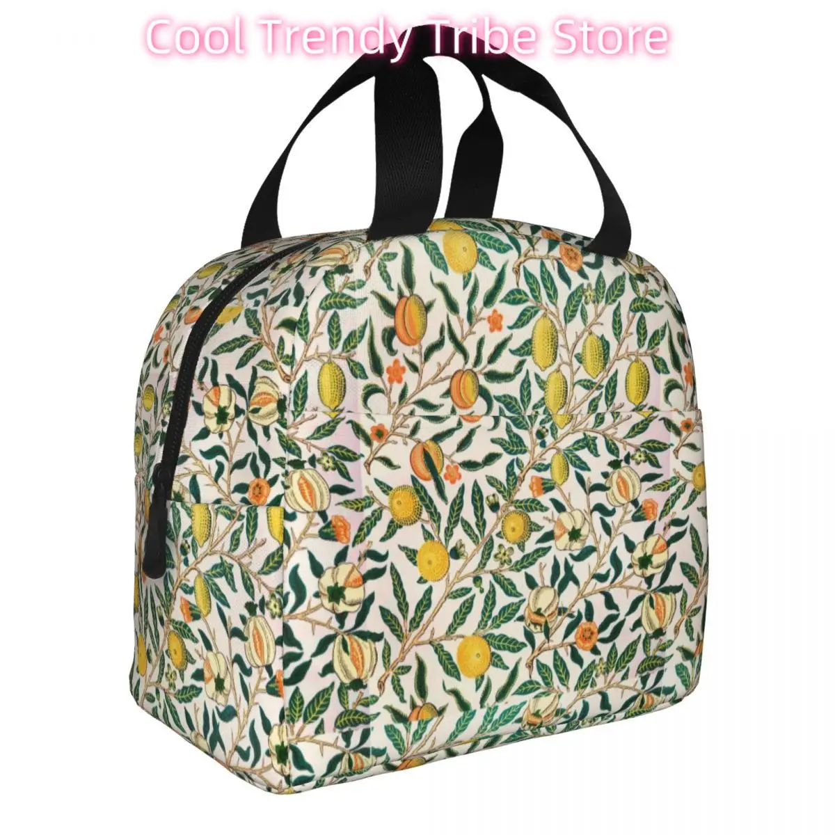 William Morris Fruits Insulated Lunch Bags Floral Green Plant Bohemian Flower Meal Container Cooler Bag Tote Lunch Box Food Bag