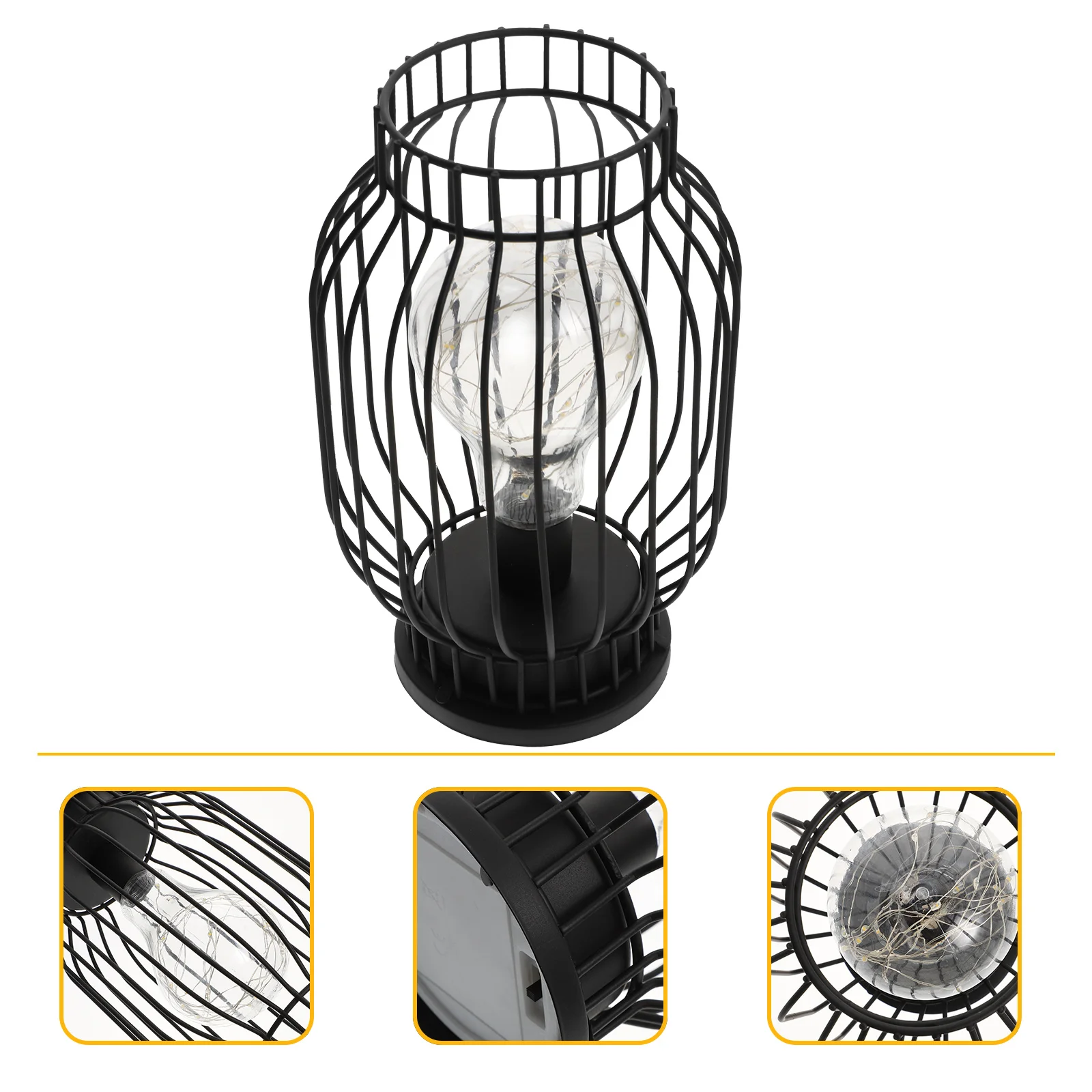 

1pc Iron Table Lamp Retro Black Wrought Iron Desk Light Usb Powered E27 Bulb Compatible Bedside Lamp Decorative Home Lighting