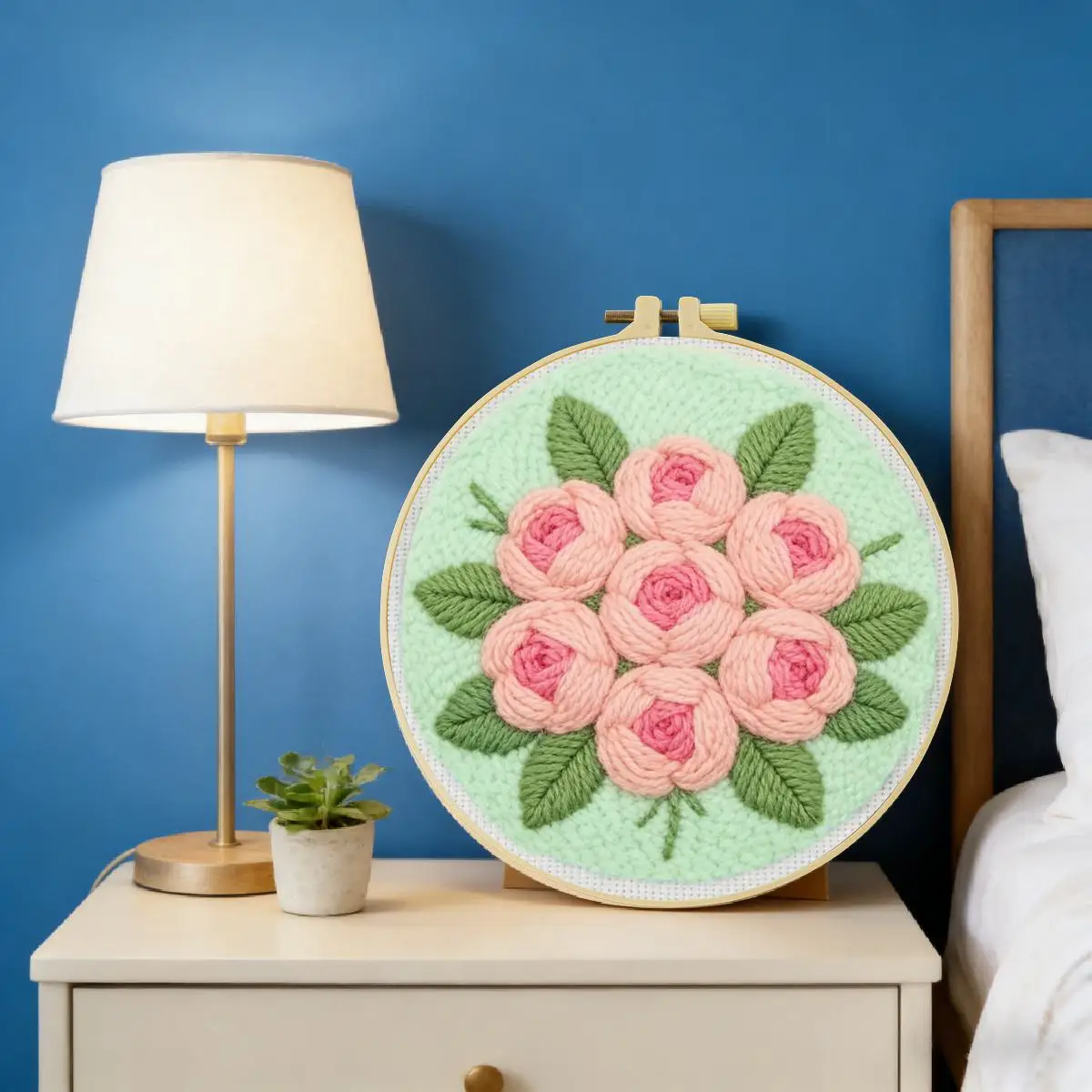 20X20CM/7,87 Zoll Blumen-Sticknadel-Set, Stickerei-Kit, Strickstickerei, DIY, Handgemachtes Geschenk, Nähkunst – Detail 1