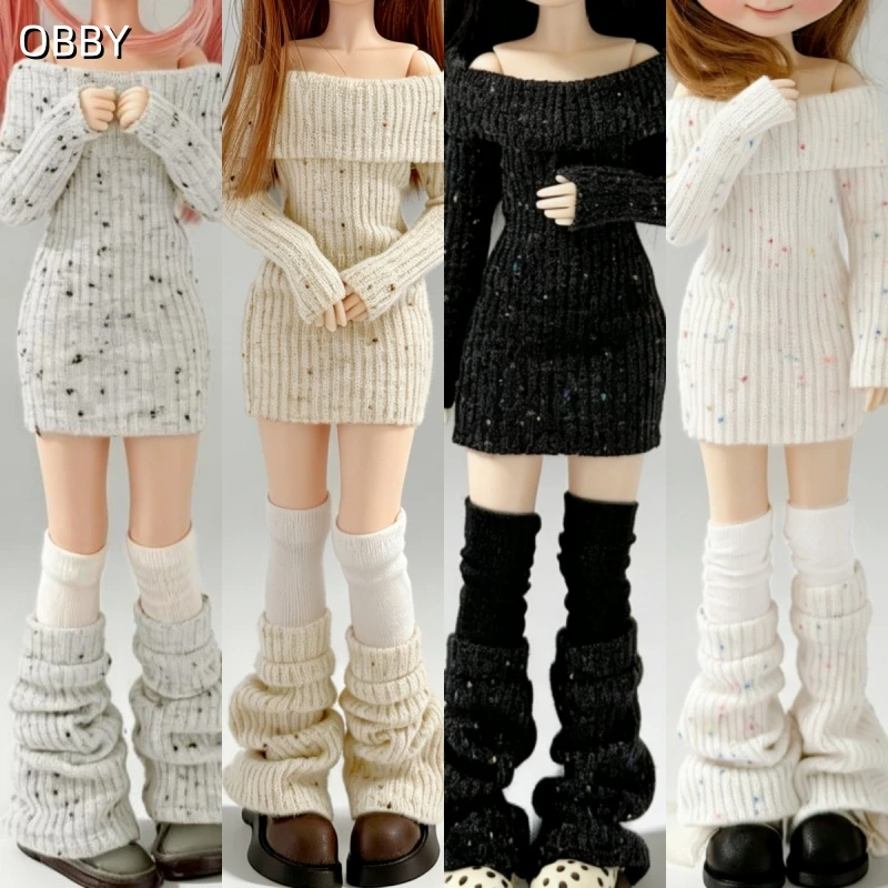 For Blythe Korean Style Off Shoulder Knit Dress For Azone 1/6 BJD Obitsu 22 OB24 Doll Clothes  Accessories Gift Idea