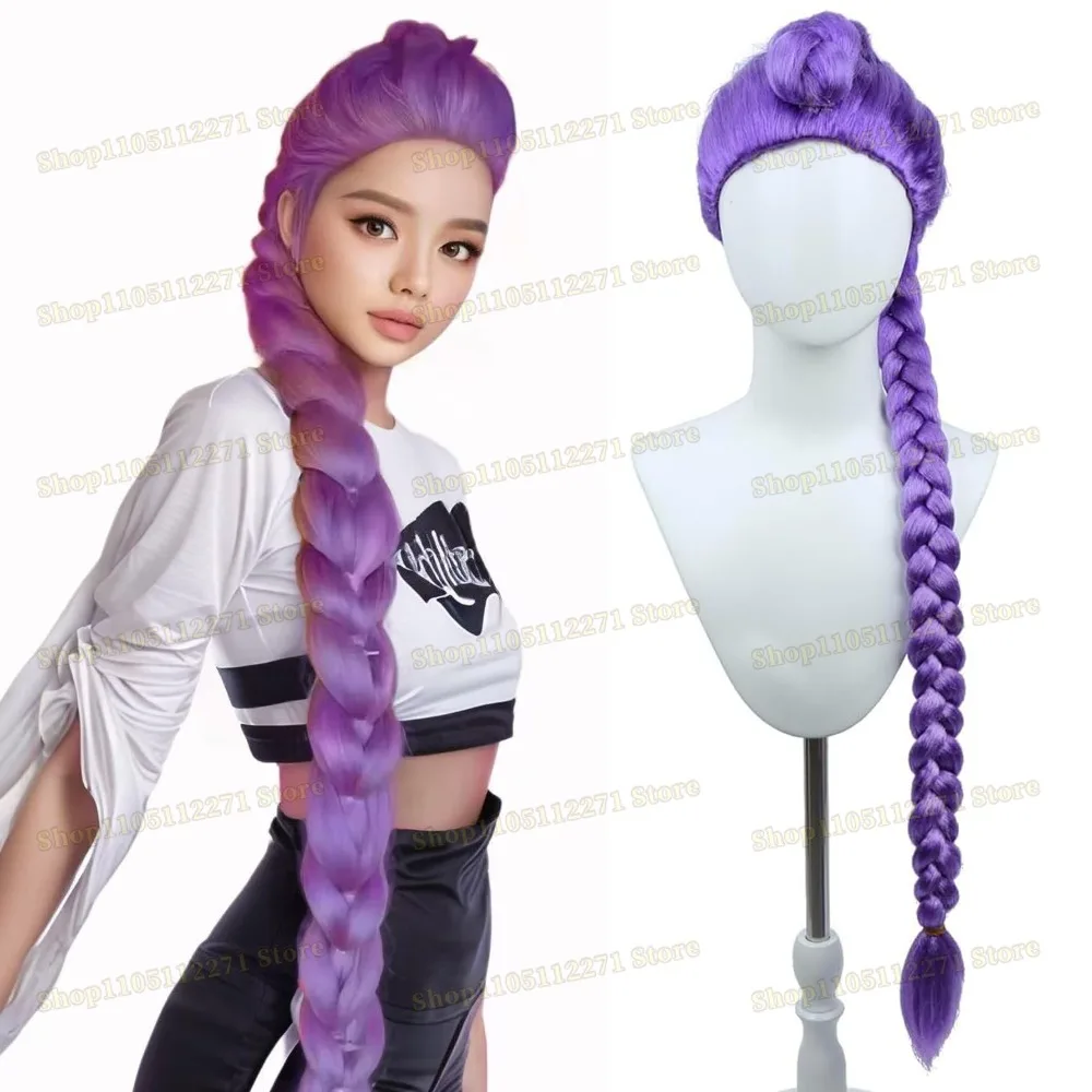 

KPOP Demon Hunters Rumi Purple Cosplay Wig Halloween Party Roleplay Wig Heat Resistant Synthetic Wig for Daily