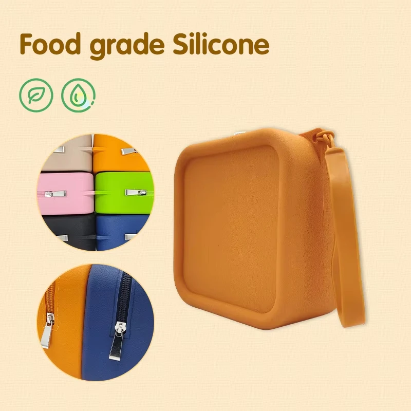 Cosmetic Bag Portable Rectangle Silicone Coin Purse Headphone Bag Small Item Bag Stationery Bags Women