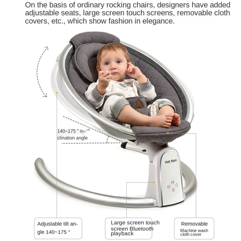 LazyChild 2023 Newborn Baby Electric Rocking Chair Comforting  Adjustable Sleeping Electric Cradle Bed For 0-2 years Old Newborn