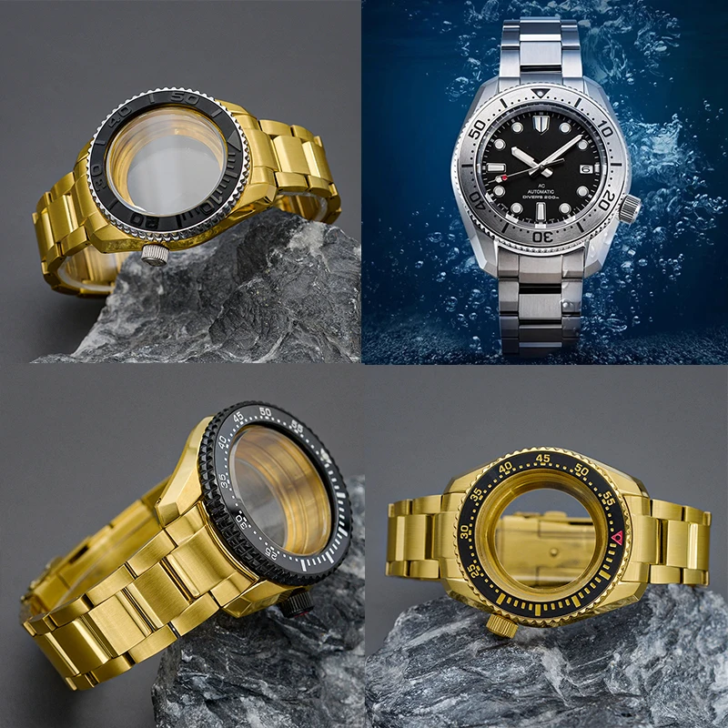 

Gold Watch Case and Bracele Strap Fit SPB185/187 Diver Watch Seiko NH35 NH36 Automatic Movement 200M Waterproof Sapphire Glass