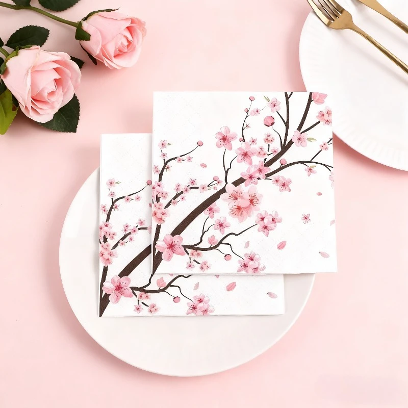40 Sakura-Partyservietten – Themen-Cocktailservietten, verbessern das Event-Erlebnis, für festliche Anlässe, saugfähige Servietten, langlebiges Papier – Detail 1