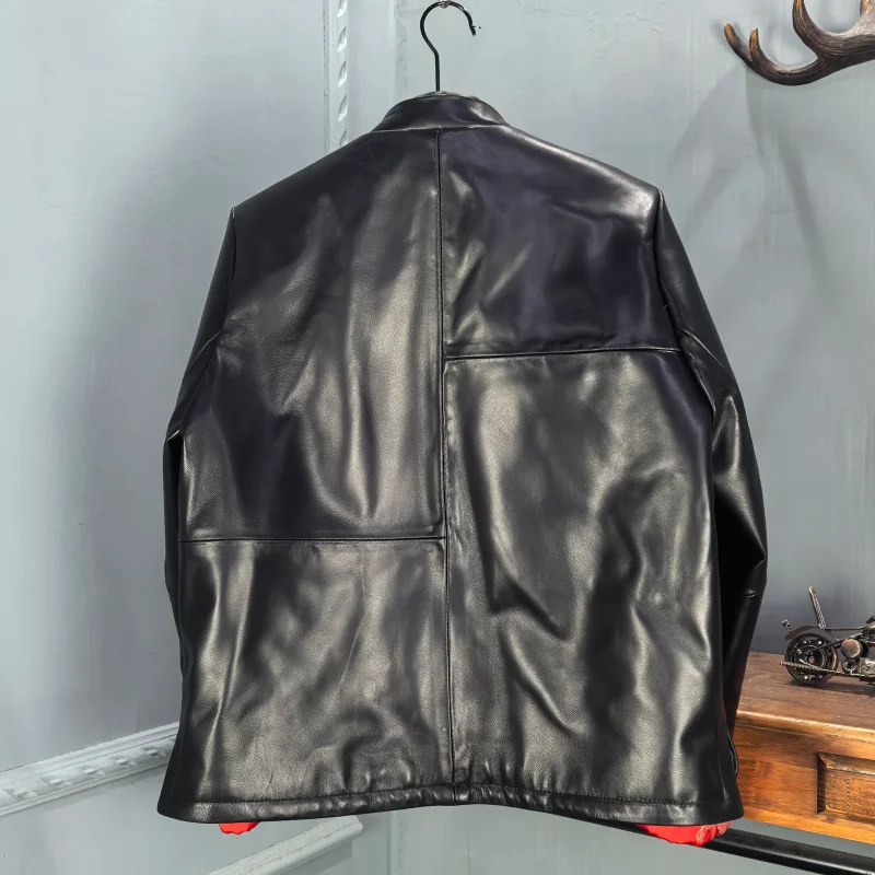 Giacca Primaverile 2026 da Donna in Pelle di Cuoio con Colletto Alto, Vestibilità Ampia, Sensazione di Alta Qualità, Nuovo Stile Cinese