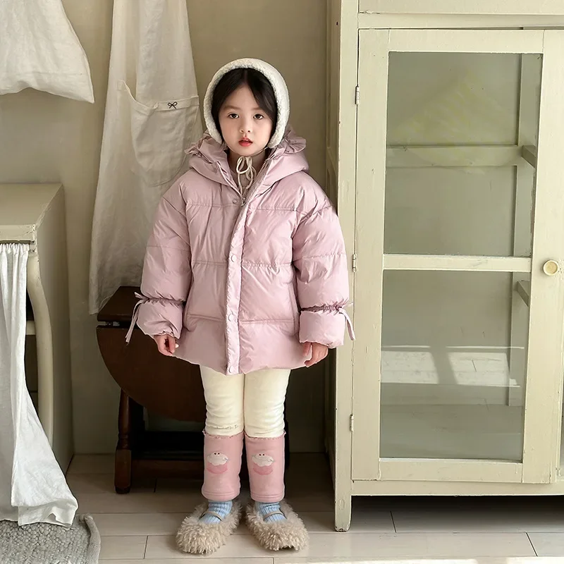 Spodnie dziewczęce 2024 Zima Nowa odzież dziecięca Koreański styl Dziewczynka Bawełniany klips Ciepłe kolorowe legginsy z kreskówek Casual Proste codzienne