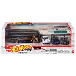 Original Hot Wheels Premium 1/64 Metal Real Riders Trackday Team Transport Mercedes Benz HotWheels Car Model Christmas Gifts