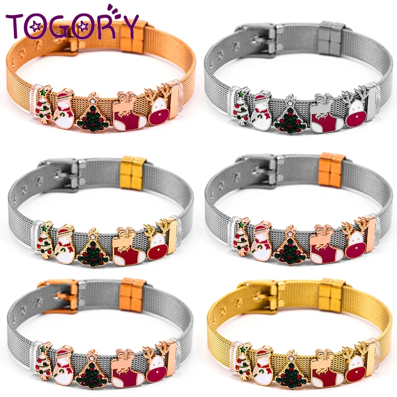 Gran oferta de Pulseras con dijes de cuentas de guante de 10mm, Pulseras de malla DIY para Mujer y hombre, Pulseras de Navidad
