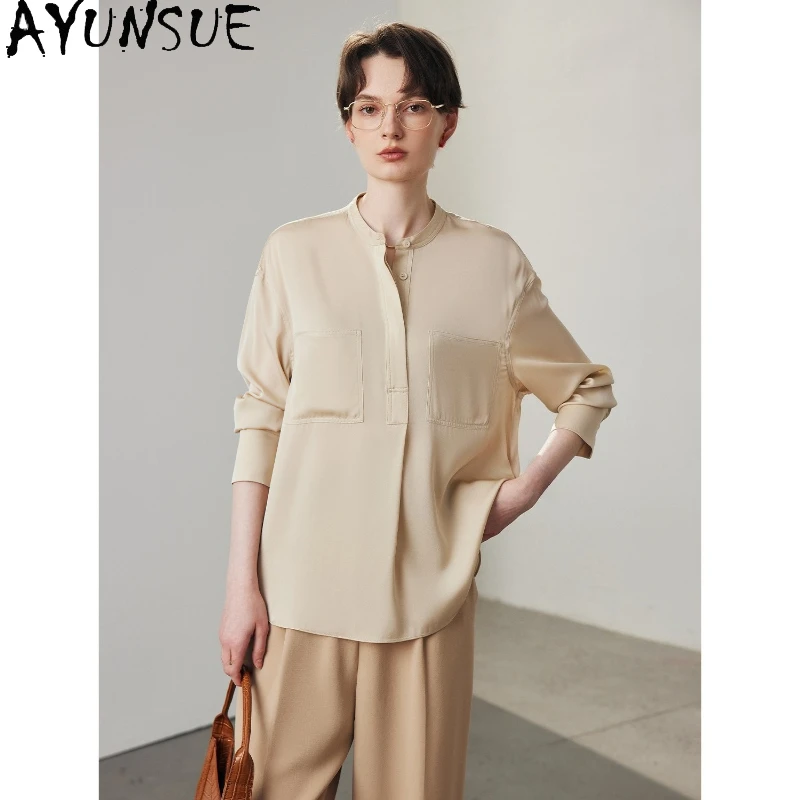 

AYUNSUE Silk Blouse for Woman Office Blouses Woman Long Sleeve High-quality Shirts for Ladies Ropa Mujer Blusas De Mujer 2025