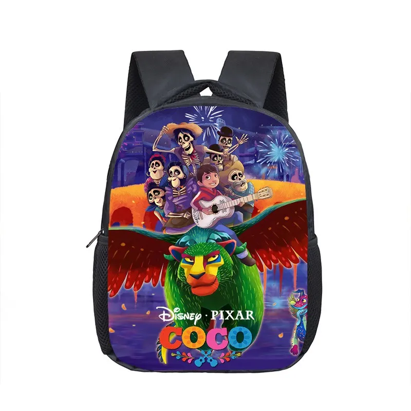 Disney Coco escola sacos para crianças, mochilas dos desenhos animados para meninos e meninas, jardim de infância mochila, presente quente, 12"