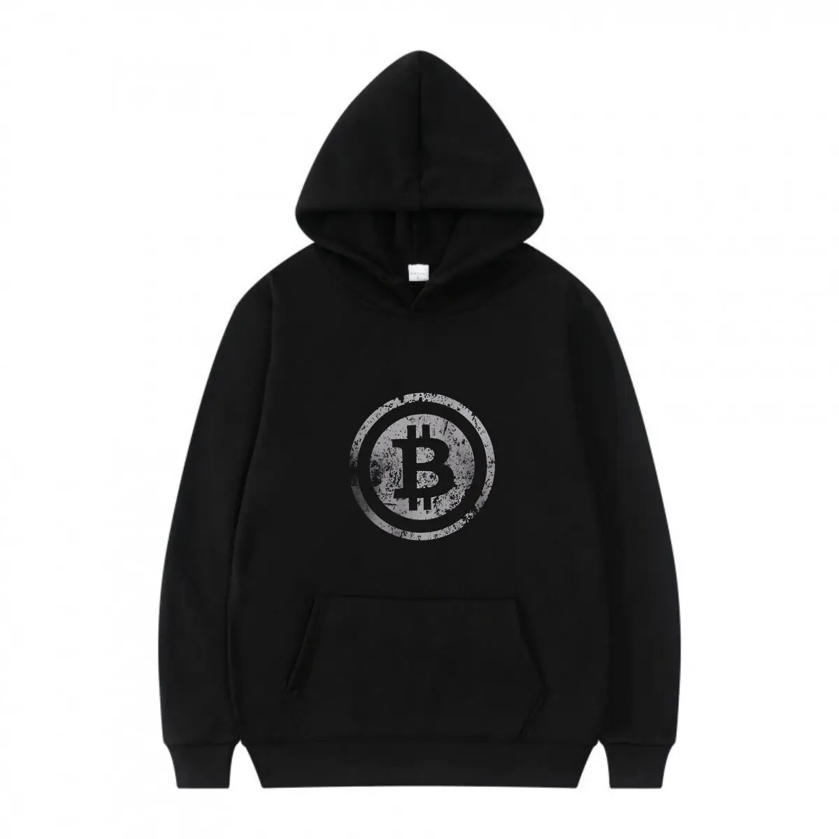 Bitcoin - جريئة، نص، منفعل، الحد الأدنى، المالية - سترة بغطاء للرأس ذات طابع برباط للرجال/النساء