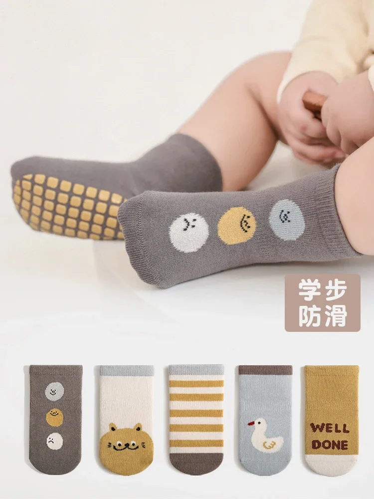 2024 New Kids Floor Sock Cute Cartoon Animals Anti-skip Indoor Baby Boys Girls Toddlers Cotton Autumn Pure Cotton Socks