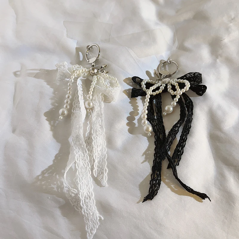 2025 New Korean Sweet Pearl Bow Keychain Heart Pendant Keyring Y2K Aesthetic Key Holder for Girls Bag Pendant Accessories image 3