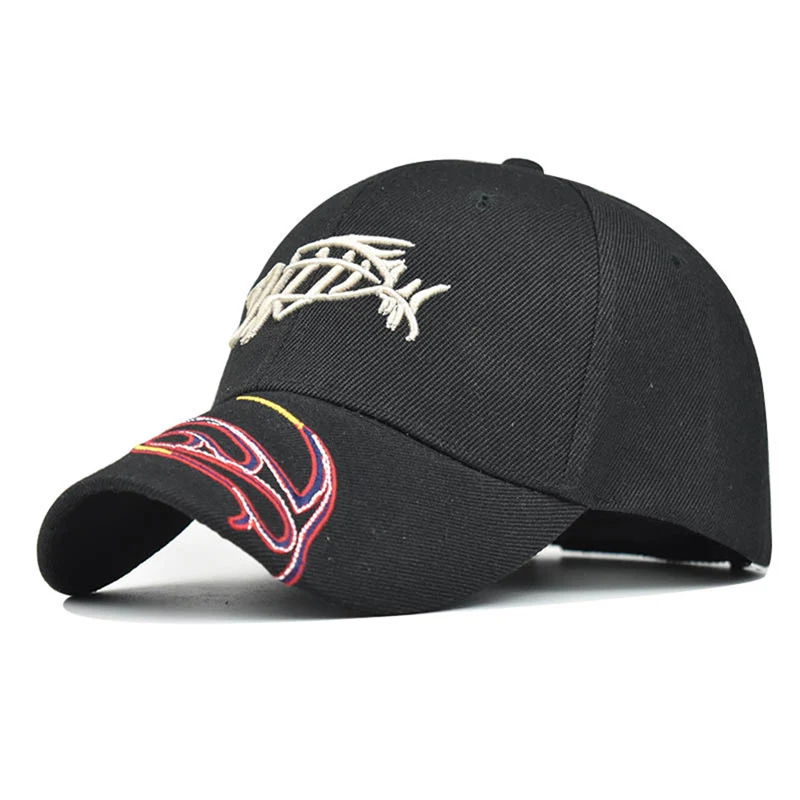 New Arrival Men Women Baseball Cap 3D Fish Bone Embroidery Outdoor Sports Snapback Summer Sun Visor Hip Hop Unisex Hats EP0400