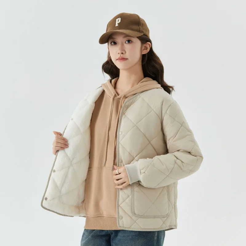 

2025 New Winter Leisure Women Cotton Jacket Loose Elegant Thickened Warm Solid Long-sleeved Top Casual Women Clothes