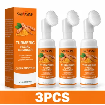 1/3/5pcs Turmeric Foaming Facial Cleanser, Face Wash with Turmeric Extract Niacinamide &…