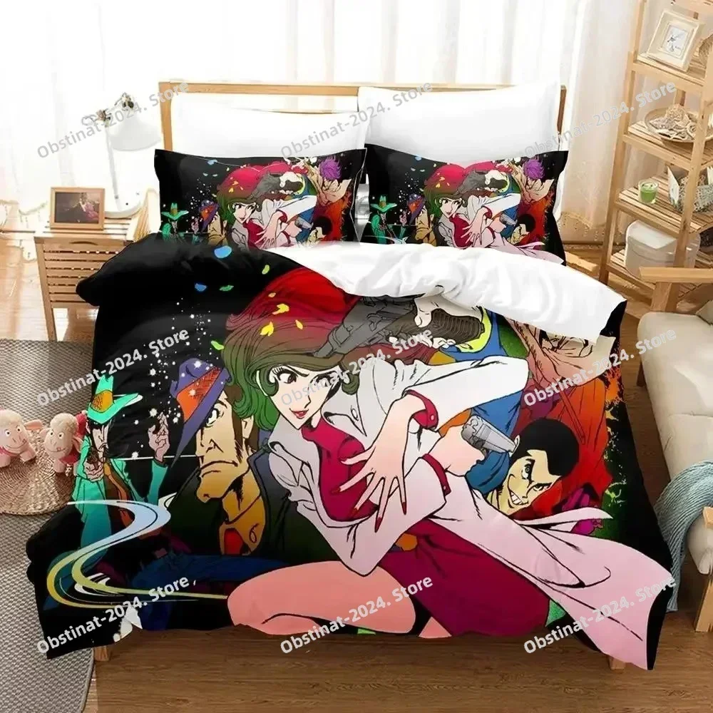 3D Anime Lupin Third Mine Fujiko Printed Bedding Duvet Cover Set Full Soft and Comfortable Perfect Children Room Decoration size