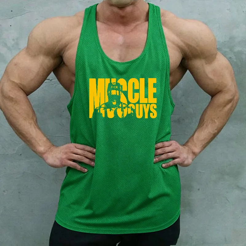 Muscleguys Running Vests Mens Mesh Quick Dry Gym Clothing Bodybuilding Stringer Tank Tops Y Back Fitness Sleeveless Shirts
