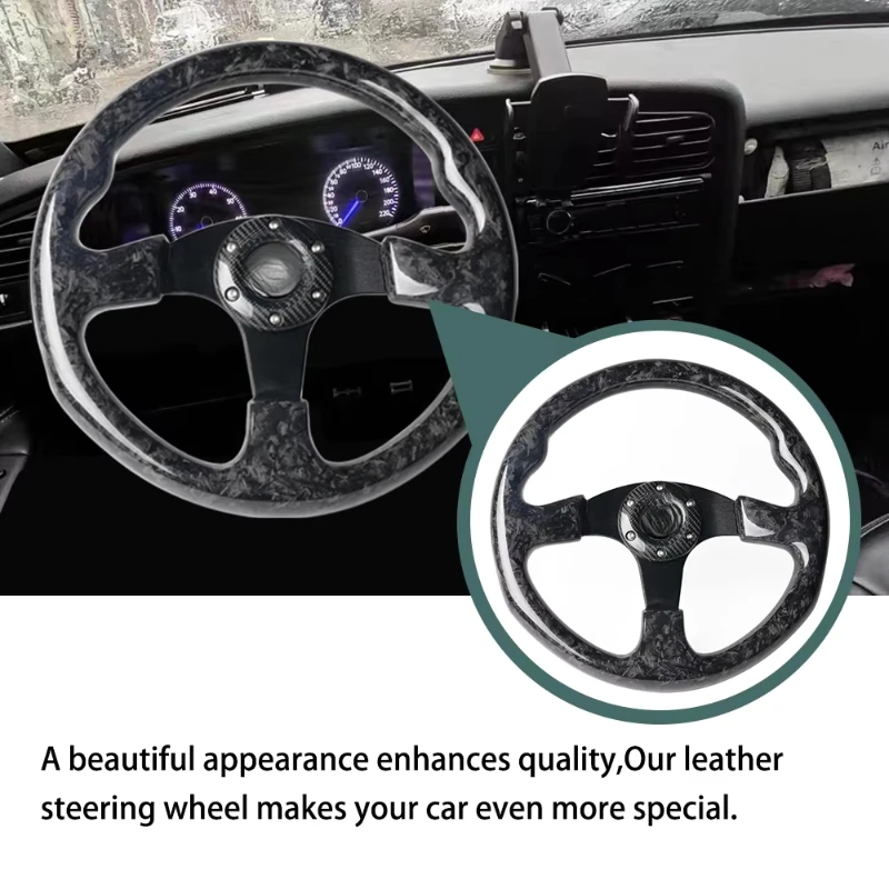 Forged Carbon Fiber Sport Steering Wheel 350mm 14 Inch Universal Drift Parts