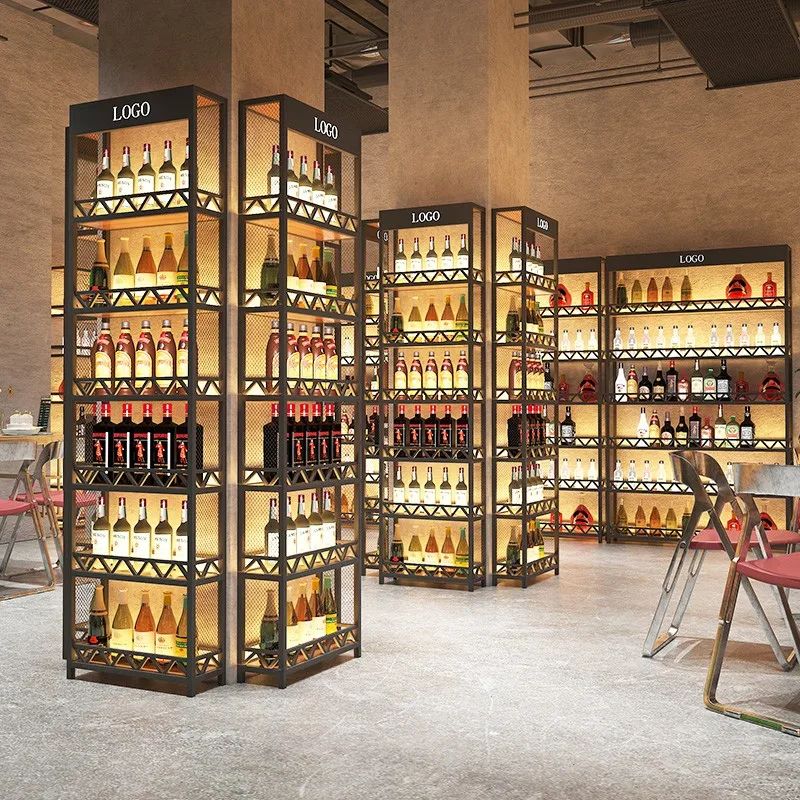 Bar counter hanging wine creative wall-mounted storage new industrial-style floor-standing cabinet, wine glass rack
