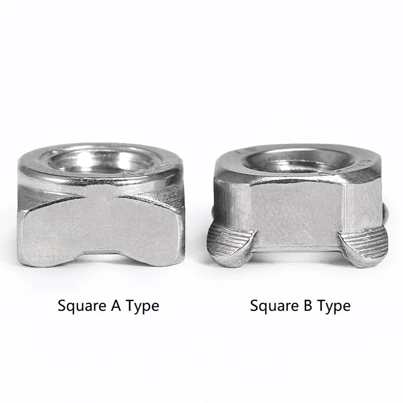 50pcs M10x1.25mm Carbon Steel B Type Square Weld Nut Spot Welding Nut