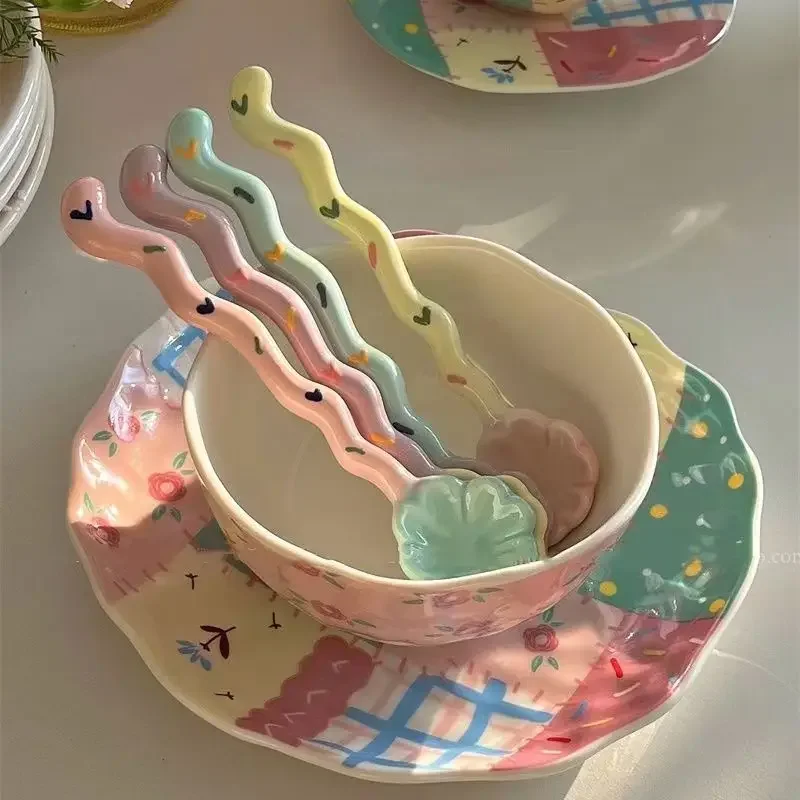 1 stücke Keramik Langstieligen Löffel Neue Stil Haushalt Rühren Löffel Hand Küche Kochen Utensil Werkzeug Teelöffel für küche