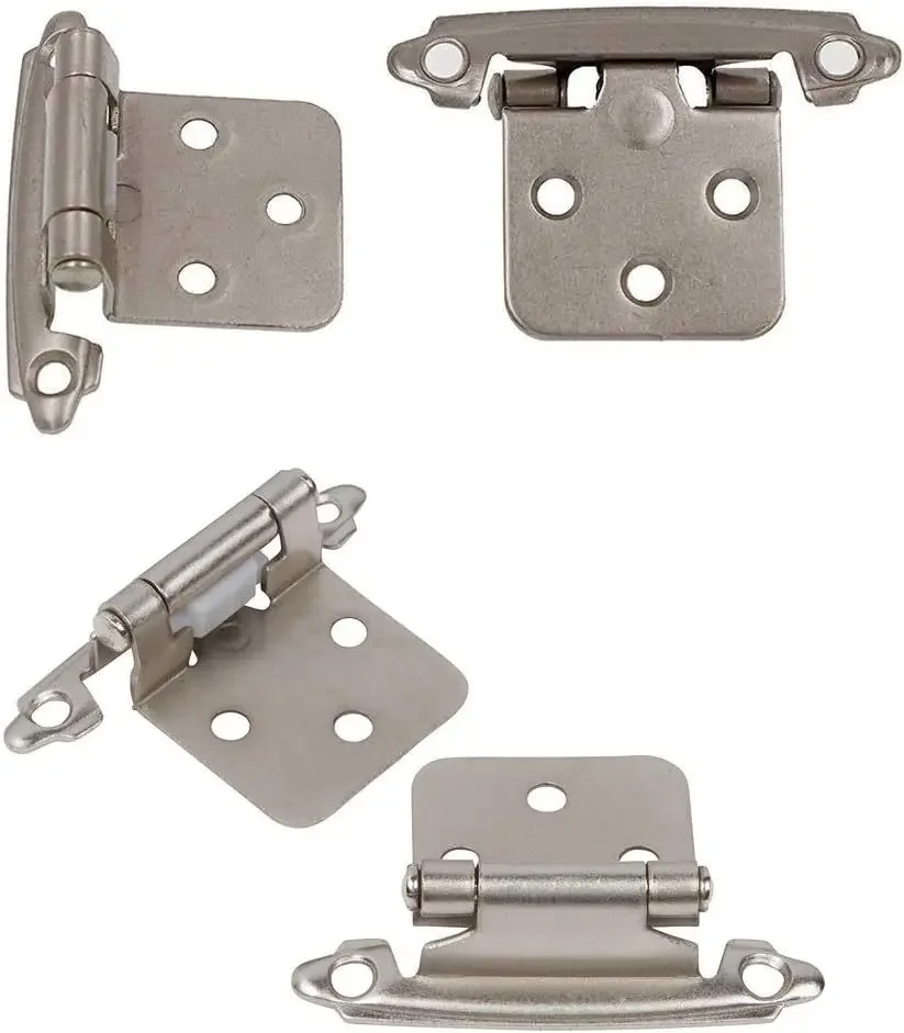 2pcs Self Closing Cabinet Door Hinges w/screws Carbon steel Black/Silver/Antique Bronze 7cm Flush Mount Kitchen Chest Anti-noise