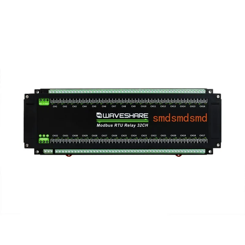RTU 32-Ch Relay Module, RS485 Interface, With Multiple Isolation Protection Circuits, Industrial-Grade, Rail-Mount Case