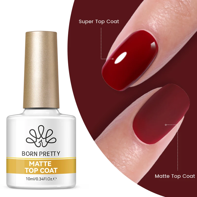 BORN PRETTY 10ml Basis-Gel und Super-Top-Coat, ablösbarer Gel-Nagellack für Nagelkunst-Design, matter Top-Coat, funktioneller Gel-Nagellack