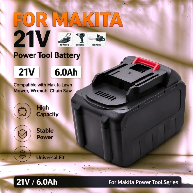 21V 6000mAh Replacement Lithium Battery for Makita Power Tools Lawn Mowers Cordless Impact Wrenches and Chain Saws
