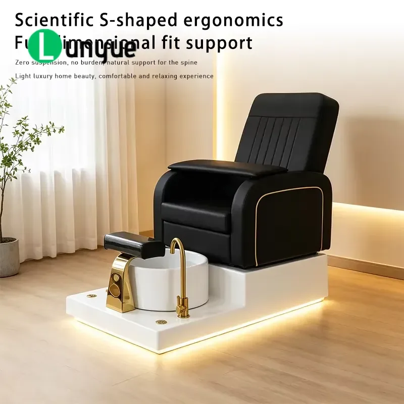 Professional Pedicure Chair with Storage Compartment for Foot Bath Hair Nail Art Spa Furniture Comfortable Sofa Design