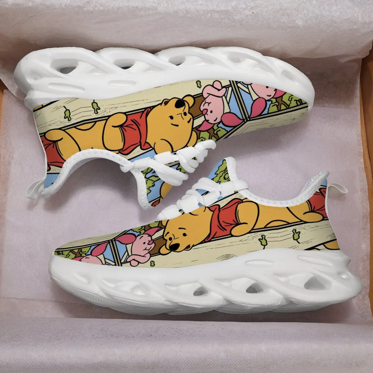 

Custom Disney Winnie the Pooh Piglet Printed Casual Sneakers Women Shoes Breathable Sports Running Walking Sneaker for Adult