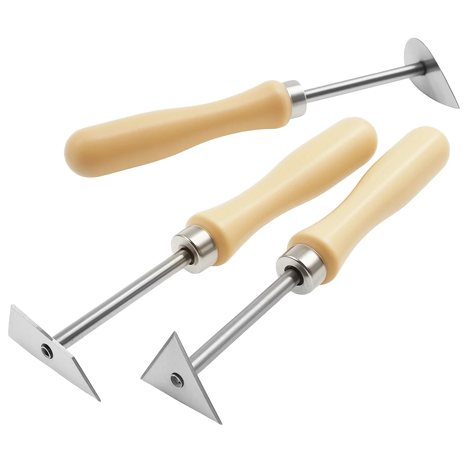 

Stainless Steel Shave Hook Combination Wooden Handle 3 Shapes Paint Scraper for Cleaning Varnish from Flat to Irregular Surfaces