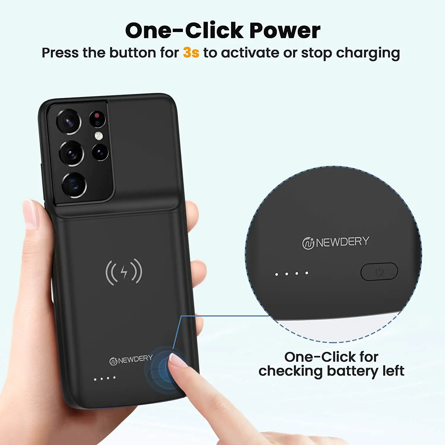 حافظة بطارية لهاتف جالاكسي S21 الترا شحن لاسلكي قوة البنك غطاء هاتف 4800 مللي أمبير في الساعة شاحن محمول بطارية