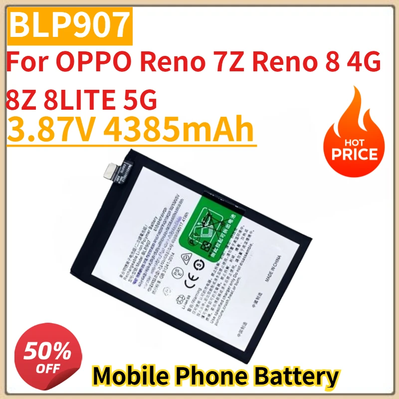 

High Quality New BLP907 Mobile Phone Battery 3.87V 4385mAh for OPPO Reno 7Z Reno 8 4G 8Z 8LITE 5G