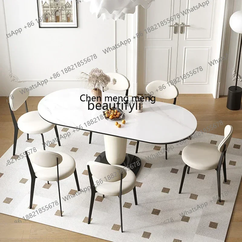 cn8617 ss ss 8617 Slate dining table designer high-end paint modern simple oval home dining table