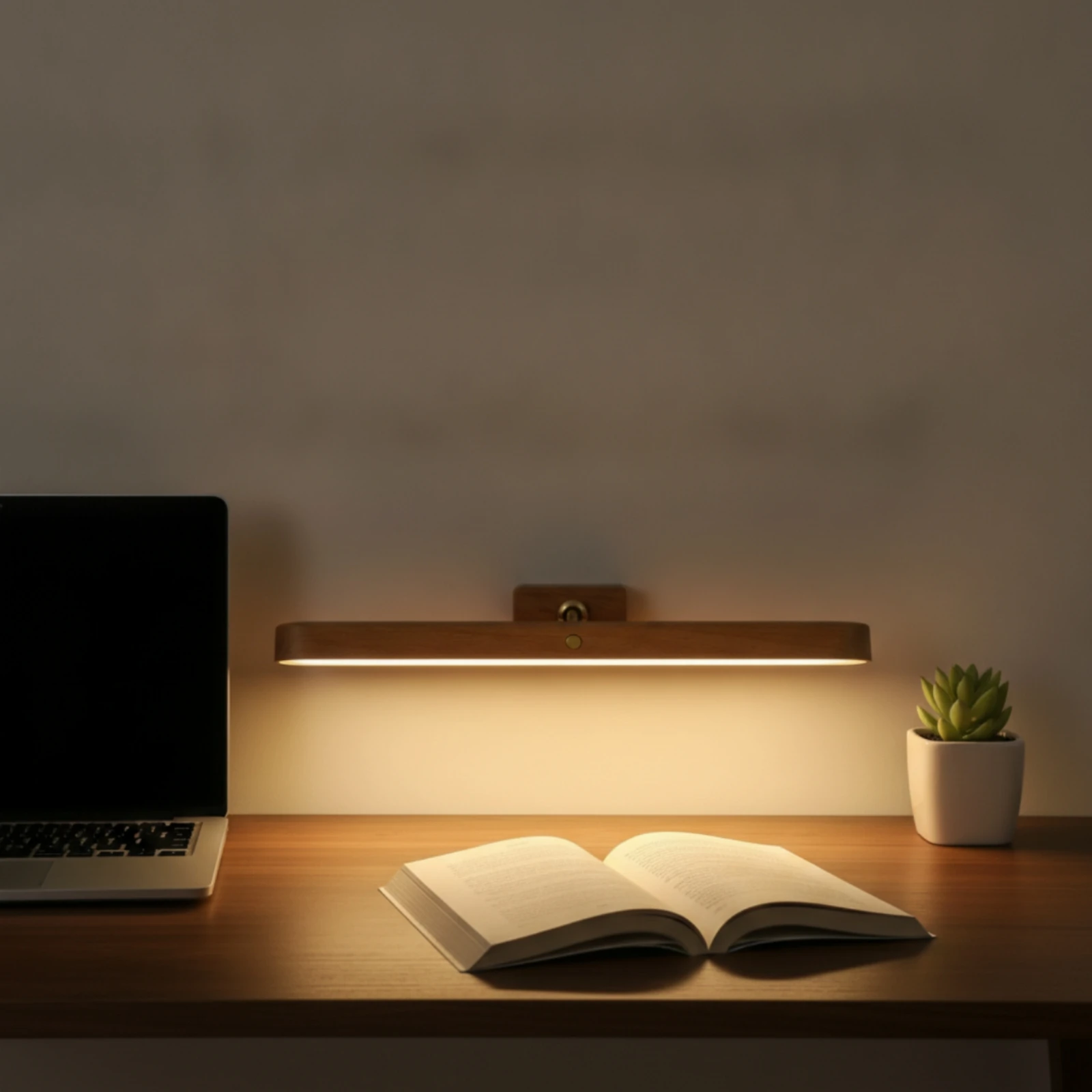 Wooden Wall Lamp Minimalist Linear Wall Light LED Vanity Light Warm White Fixture Low-Profile for Bedroom, Hallway