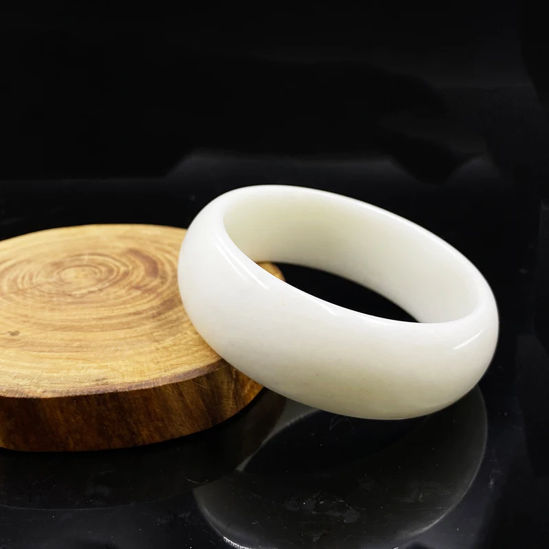 

Натуральный нефритовый браслет из ланьтяньского нефрита ручной работы, толстый, белый, для взрослых