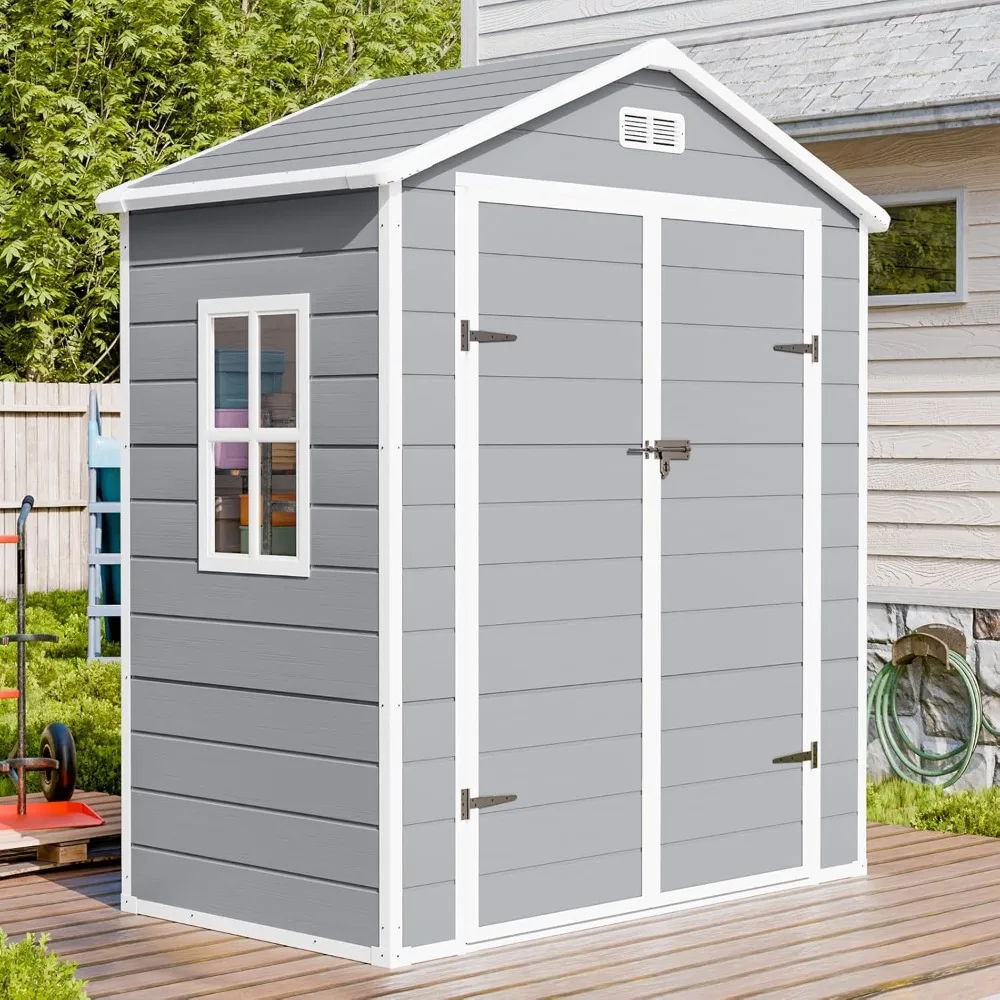 سقيفة تخزين خارجية مقاومة للماء مقاس 6 × 3 أقدام مع أرضية ونافذة وباب قابل للقفل