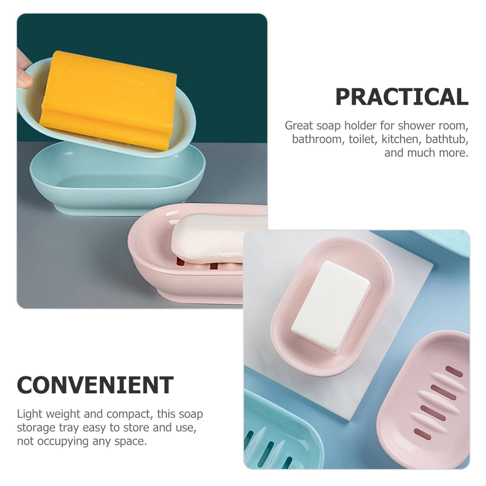 

2pcs Storage Tray Draining Holder For Shower Bathroom Kitchen Lightweight Compact Pp Material Household Rack Bar Soap Holder