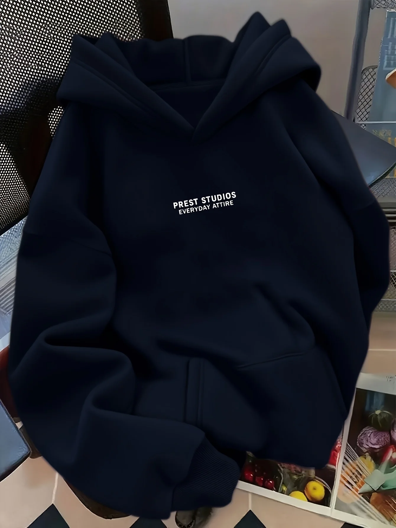 Loose Fit Letter Print Hoodie Men Women Fashion Versatile Pullover Hooded Sweatshirt Autumn Winter New Arrival Daily Casual