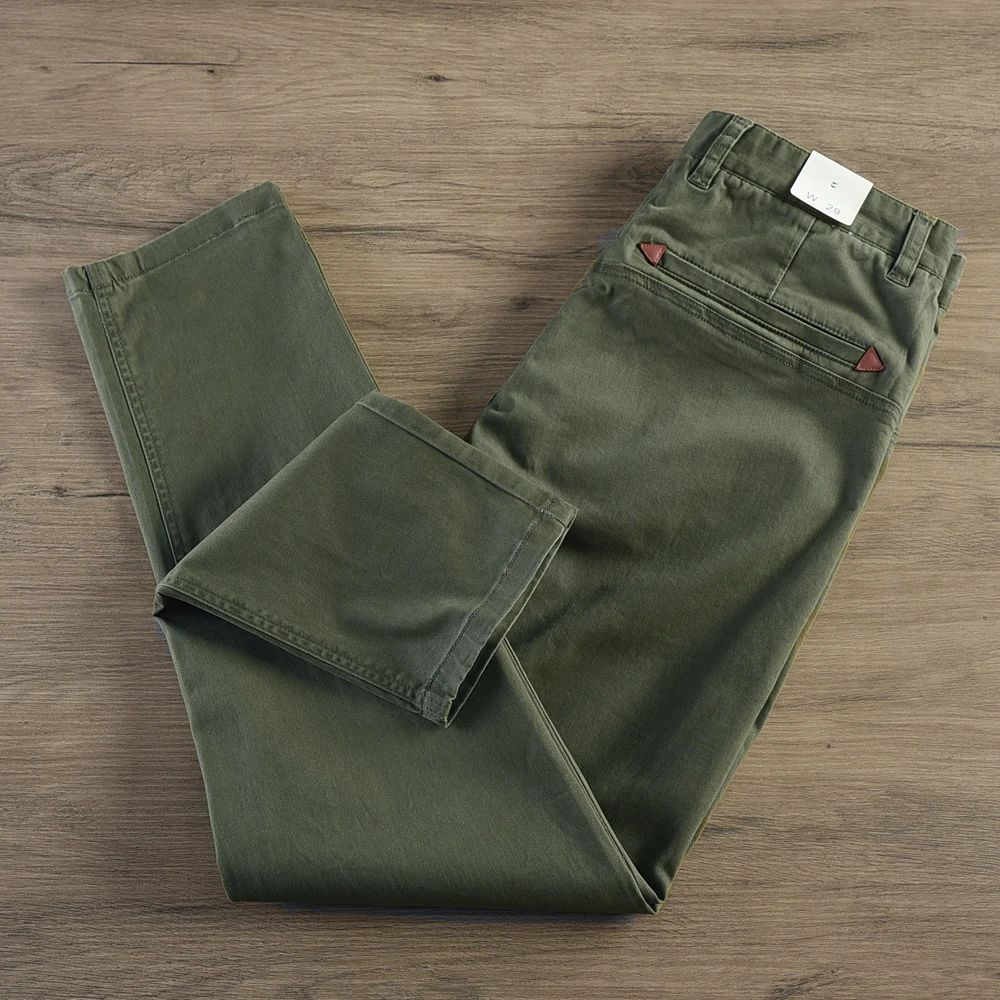 521# Spring and Autumn New American Retro Cargo Pants Men\'s Simple 97% Cotton Washed Loose Business Casual Straight Trousers