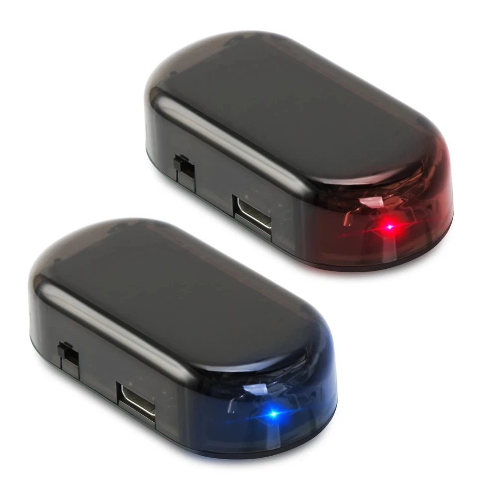 LED Car Fake Security Light Solar Powered Simulated Dummy Alarm Wireless Warning Anti-Theft Caution Lamp Flashing Imitation